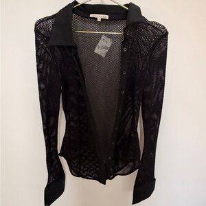 Elegant Black Mesh Women's Top